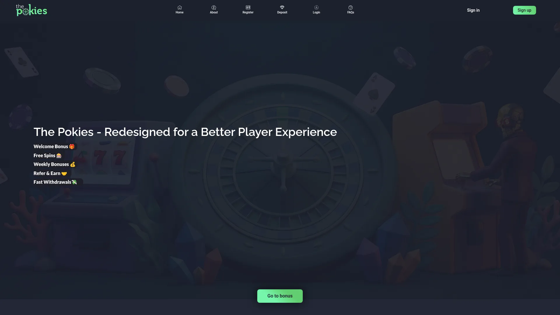 The Pokies Net Casino desktop casino interface